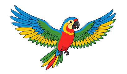 Fototapeta premium Realistic Flying Parrot Vector with Detailed Colorful Tropical Bird Illustration