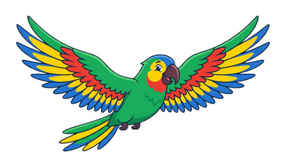 Fototapeta premium Realistic Flying Parrot Vector with Detailed Colorful Tropical Bird Illustration