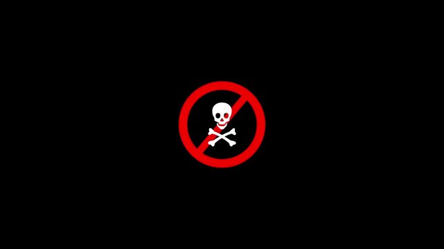 Danger icon animation represents ban signal, access restriction, and not allow decision. 4k video