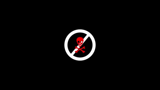 White danger icon animation represents ban signal, access restriction, and not allow decision. 4k video