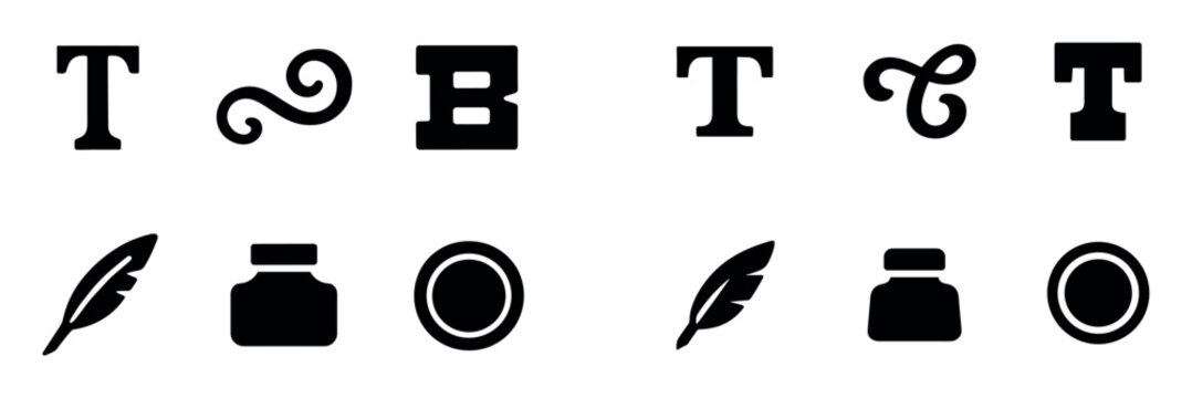 Vintage typography icons with quill ink seal classic