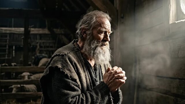 Prophetic vessel devotion: Noah plead, Ark sanctuary, divine guidance, faith endure, spiritual burden, creature preserve, new beginning, sacred covenant.