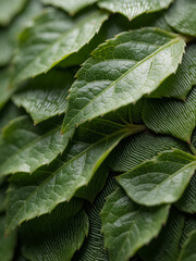 Fototapeta premium Close up of detailed green scaly background with layered leaves in macro style