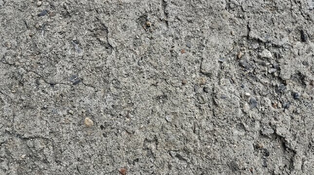 Rough grey concrete texture background with small pebbles and intricate cracks, showcasing weathered urban stone surface for grunge and industrial designs