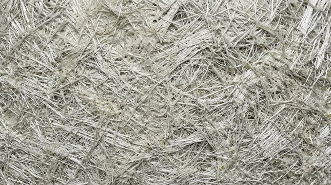 Close-up of a rough, interwoven white and grey fibrous texture, creating an abstract background for industrial design