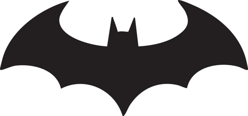 Black bat silhouette logo iconic superhero symbol for comic book and movie branding isolated on white background © Aliza