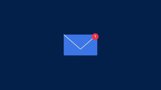 Animated email with notification badge: minimalist digital communication concept animation 4k message