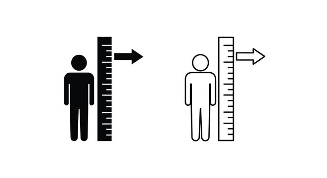 Human Height Measurement With Ruler Black Silhouette