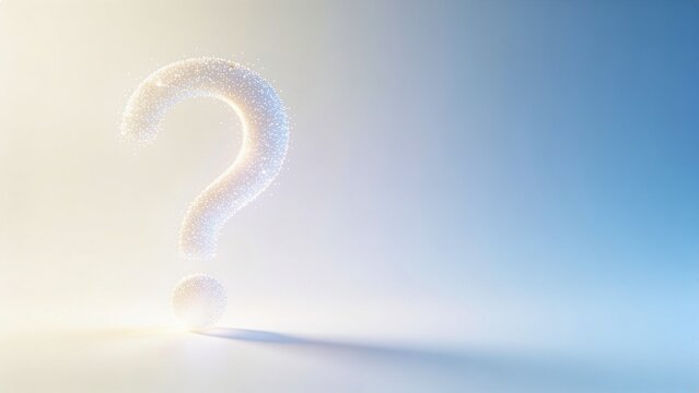 Abstract sparkling question mark on soft gradient background &mdash; FAQ, help center and Q&A hero image
