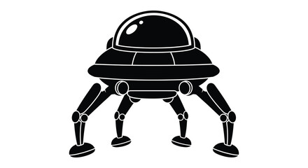 Ufo With Landing Gear Silhouette Black And White Graphic © Abir