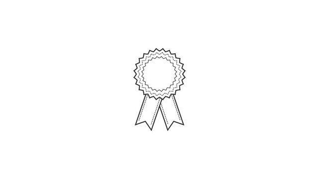 Ribbon Badge with Check mark symbol animated, A ribbon badge with a check mark in the center animation 4k animated