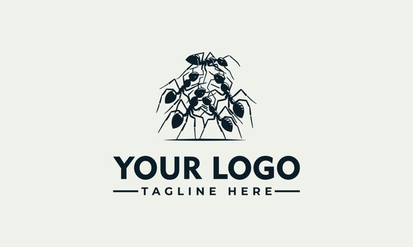 Ant Colony Teamwork Cooperation Vector Logo Illustration for Business
