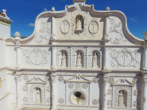 Detail of the facade of the cathedral in Comayagua, Honduras