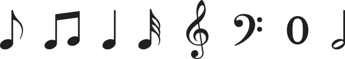 Music notes icon set, Music notes symbol. silhouette Vector illustration © Misho x Mamun