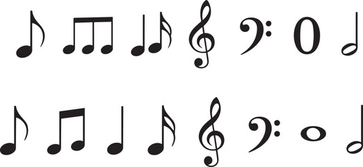 Music notes icon set, Music notes symbol. silhouette Vector illustration © Misho x Mamun