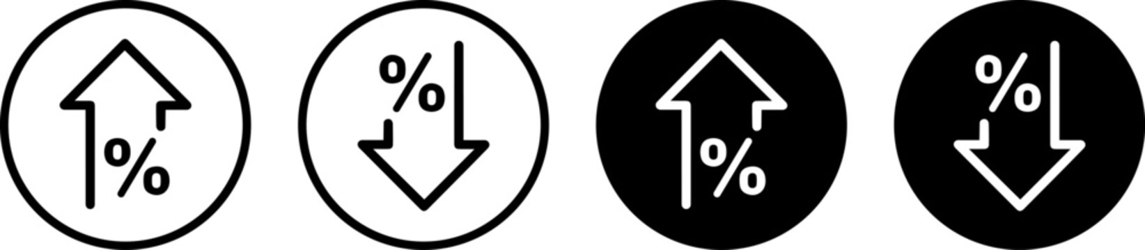 Percentage Increase and Decrease Icons Set Showing Financial Growth Trends