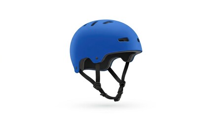 Obraz premium Modern blue helmet for cycling or skateboarding with adjustable straps and vents