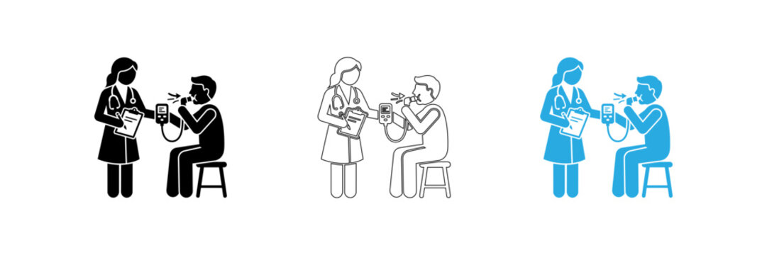 Medical professional performing a lung function test on a patient