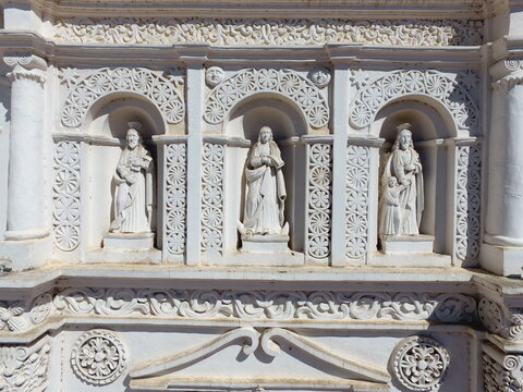 Detail of the facade of the cathedral in Comayagua, Honduras