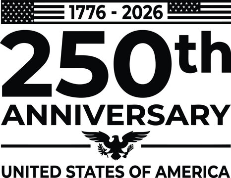 Two hundred and fiftieth anniversary of the United States with eagle silhouette
