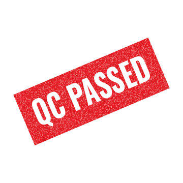 Red qc passed rubber stamp icon
