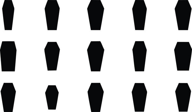 Black coffin silhouettes on white background