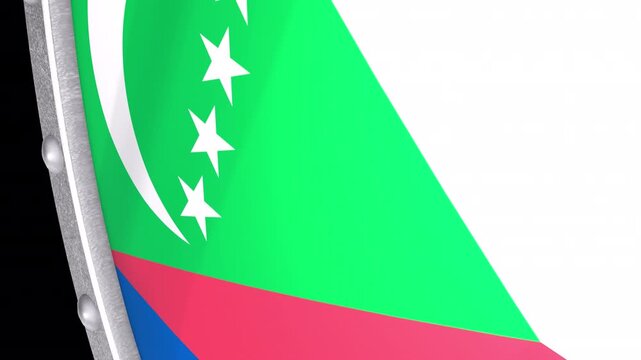 Metallic Shield Transitions with the National Flag of Comoros