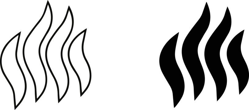 Minimalist wave pattern icons representing sound heat or motion flow with abstract vibration movement communication minimalism monochrome