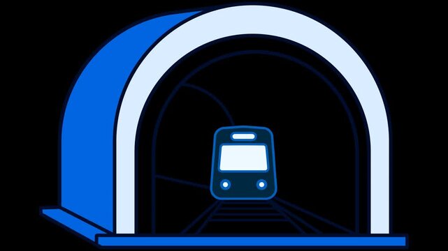 Commuter train moving through tunnel entrance concept subway transport transit