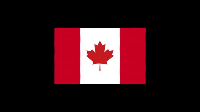 Waving Canada flag animation on black background