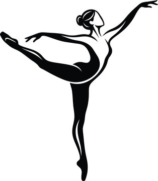 Ballet dancer, ballerina silhouette, dance icon, vector illustration