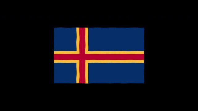 Animated Faroe Islands flag waving, blue Nordic cross symbol
