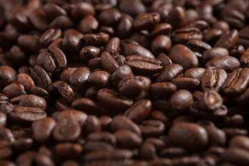 Obraz premium Roasted Coffee Beans Background Close Up