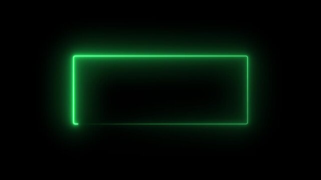 Glowing neon rectangle border frame on transparent background. Neon colorful rectangle line animation, Glowing rectangle frame with empty space for logo.