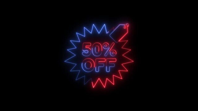 Neonsignwithblueandredlights50percentoffsaletagicon