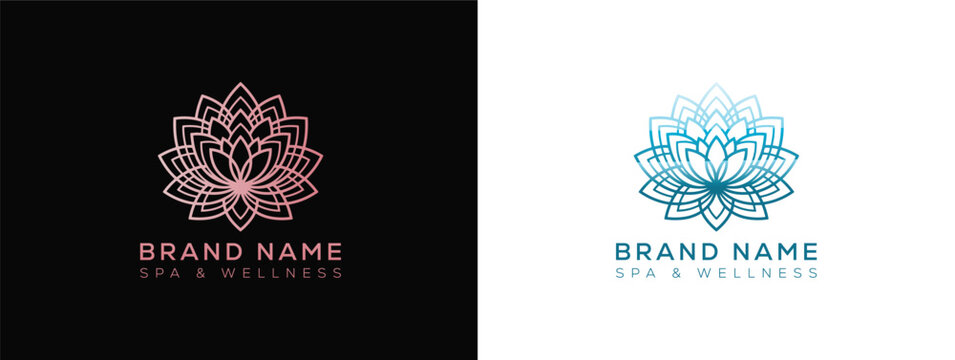 Abstract lotus flower logo design template for spa and wellness beauty salon branding with wellness minimalist meditation