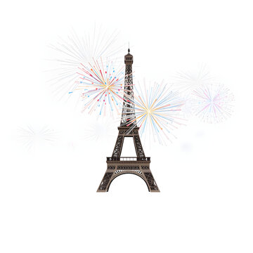 Eiffel Tower celebrates with fireworks display at Parisian night