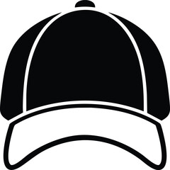 Black and white of a baseball cap, front view silhouette headwear © MD. BELAL UDDIN