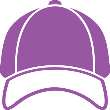 Purple baseball cap flat on white background, headwear accessory