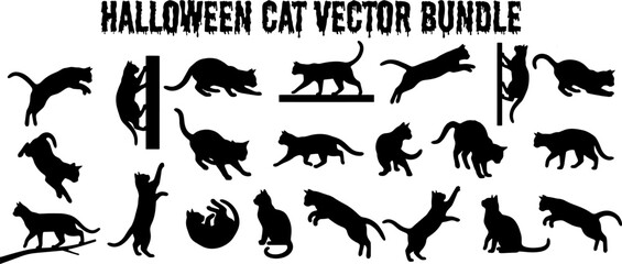 Obraz premium Halloween bundle set black cat vector illustrations for spooky designs