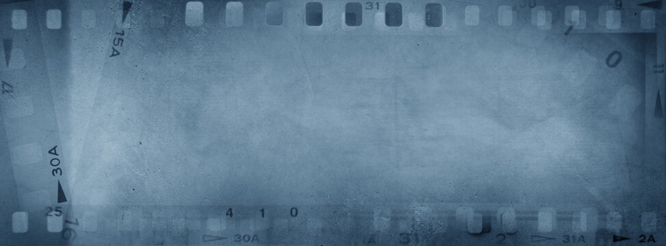 Film negatives blue background