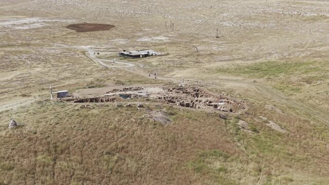 Cinematic Drone Flight Over Karahantepe Archaeological Site in Sanliurfa, Turkiye &ndash; Ancient Neolithic Heritage from Above