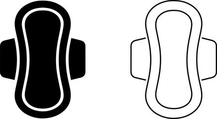 Black and white sanitary pad icons isolated on a plain white background © khalid