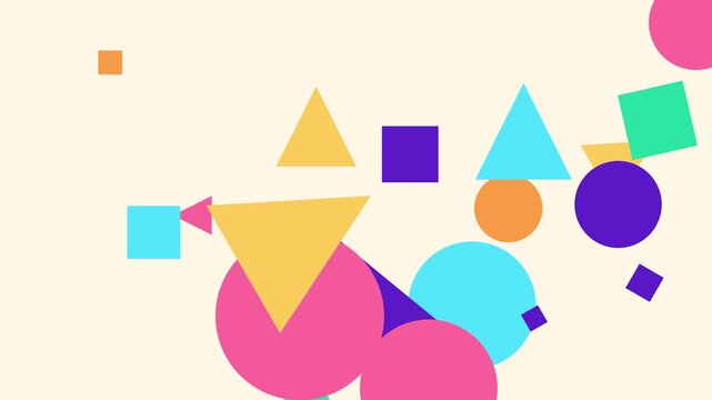 Abstract motion 4k background, with colorful floating, geometric shapes, minimalist, 2 d animation, for modern presentations, and creative projects