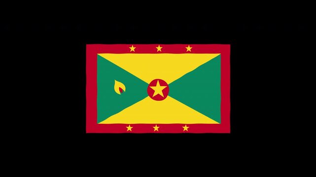 Grenada flag waving animation, national symbol