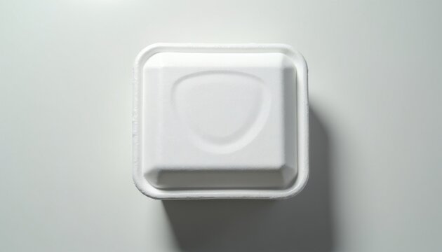 White square container for food. Disposable packaging for takeaway meals. Empty lunch box is ready for food. Clean simple design object for food.