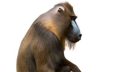 Mandrill monkey with blue and red face, isolated on transparent background © Timo