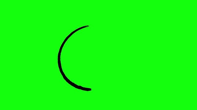 Black check mark circle transition with green screen background