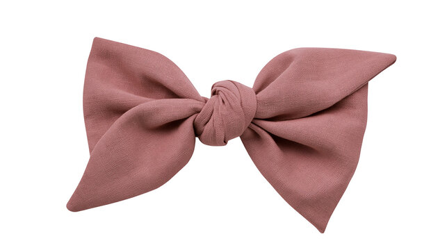 Dusty rose fabric bow tie with knot detail, isolated on transparent background