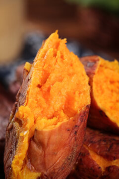 Fresh Roasted Sweet Potato Close-Up Detail